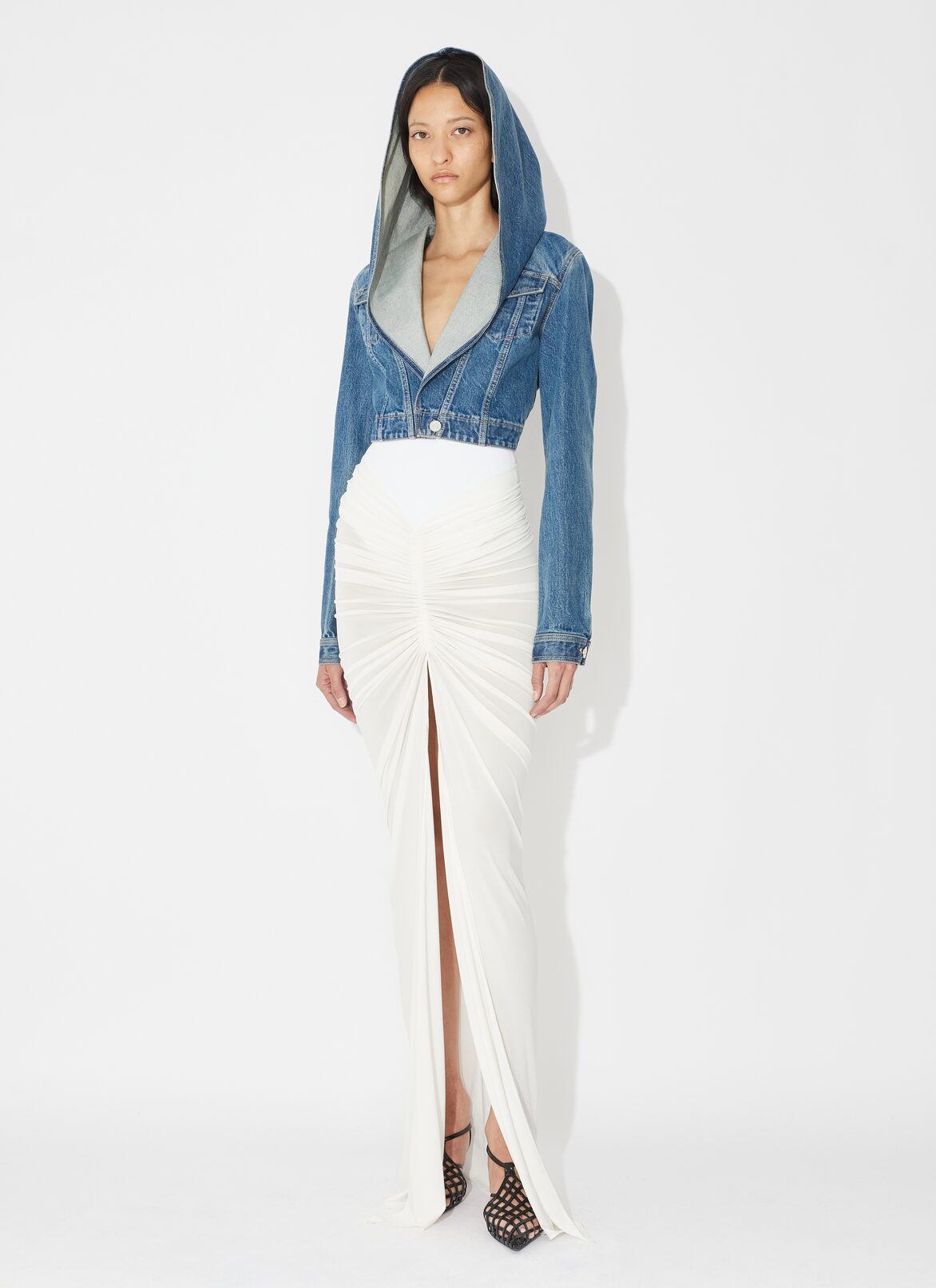 Denim hood jacket ALAÏA BLUE DENIM HOOD JACKET